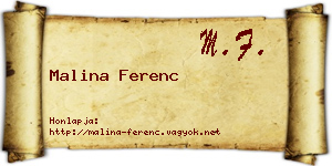 Malina Ferenc névjegykártya